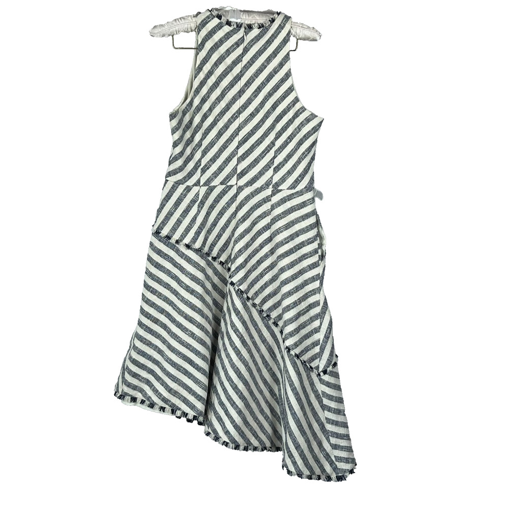 Banana Republic Dress Women's 10 P Tiered Grey Striped Fringe Asymmetrical Belt - Picture 3 of 13